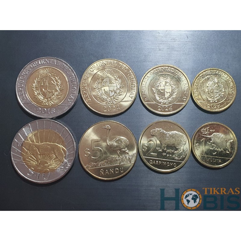 Uruguay 2015-2022 4 coin set