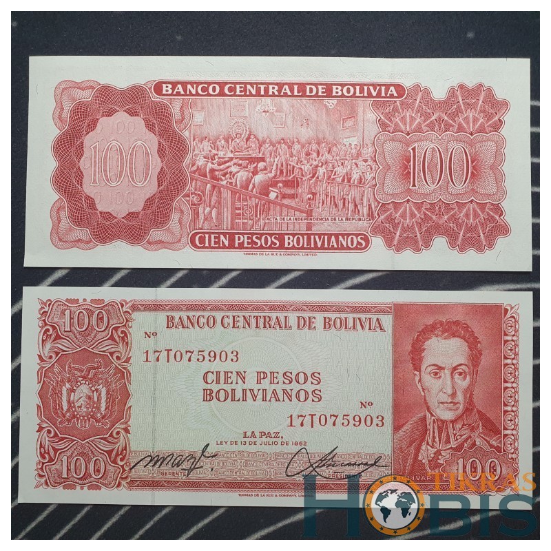 Bolivija 100 Bolivianos, 1962 P-164Аa.2
