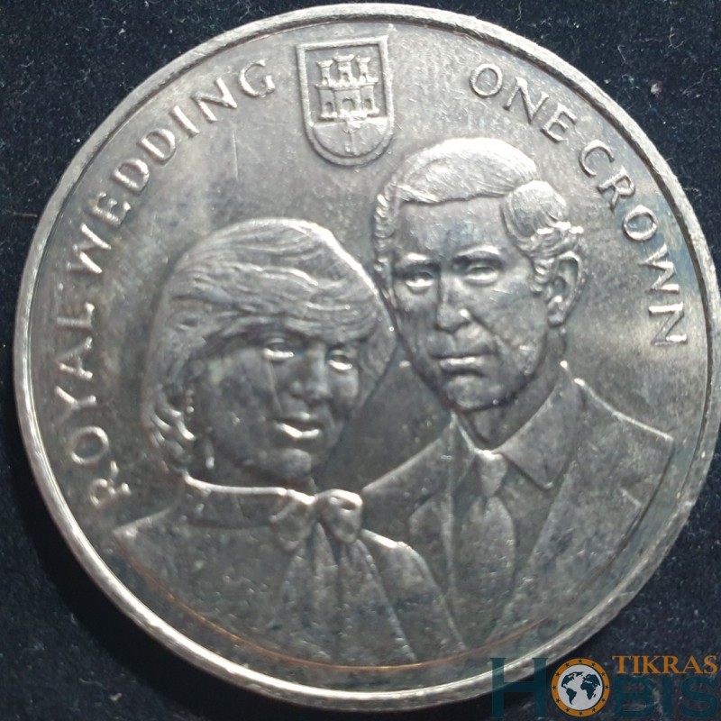Gibraltaras 1 krona, 1981 Čarlzo ir Dianos vestuvės KM14