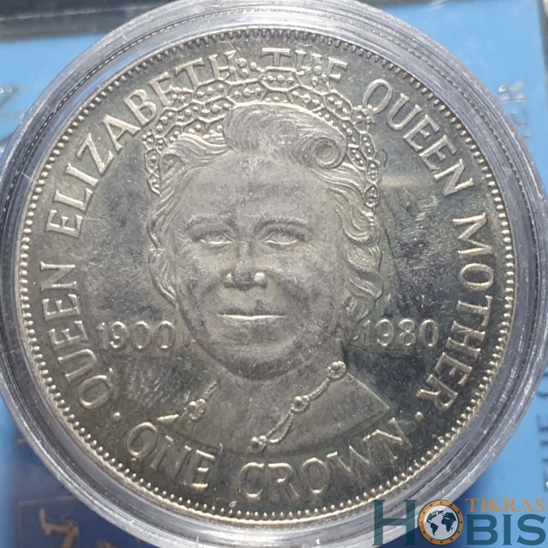 Isle of Man 1 crown, 1980 80th Birth of Queen Mother KM68