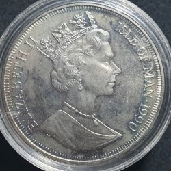 Isle of Man 1 crown, 1985 Mother, Elizabeth, Margaret KM220