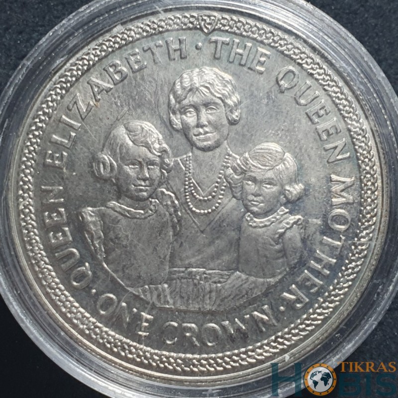 Isle of Man 1 crown, 1985 Mother, Elizabeth, Margaret KM220