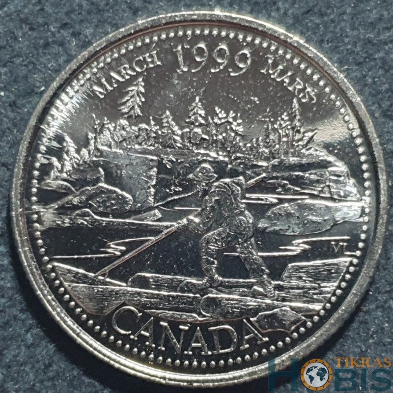 Kanada 25 centai, 1999 Kovas, rąstų plukdymas KM344