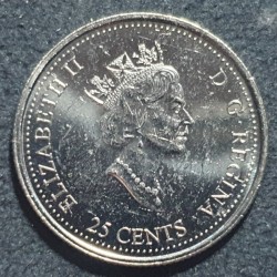 Kanada 25 centai, 1999 Kovas, rąstų plukdymas KM344