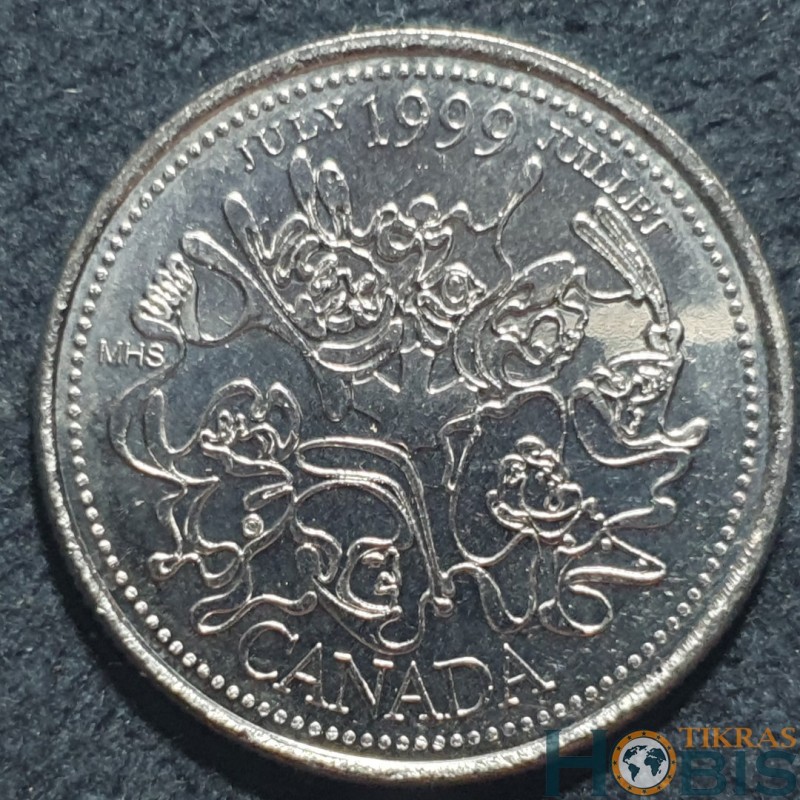 Kanada 25 centai, 1999 Liepa, žmonių tauta KM348