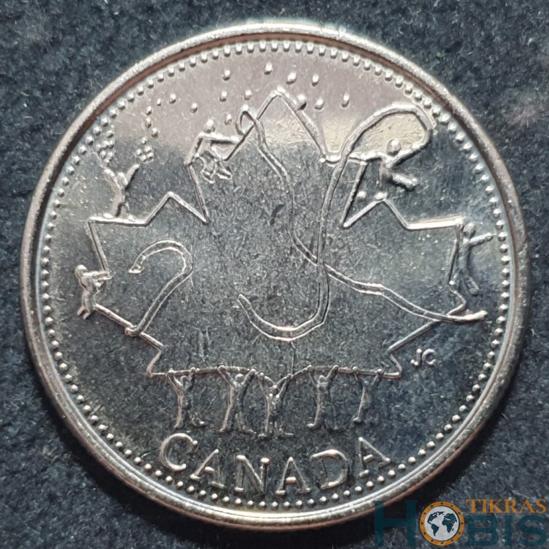 Canada 25 cents, 2002 Canada Day - Maple Leaf KM451