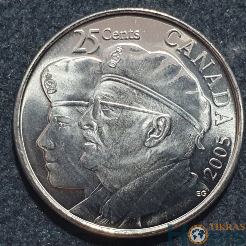 Canada 25 cents, 2005 Veteran KM535