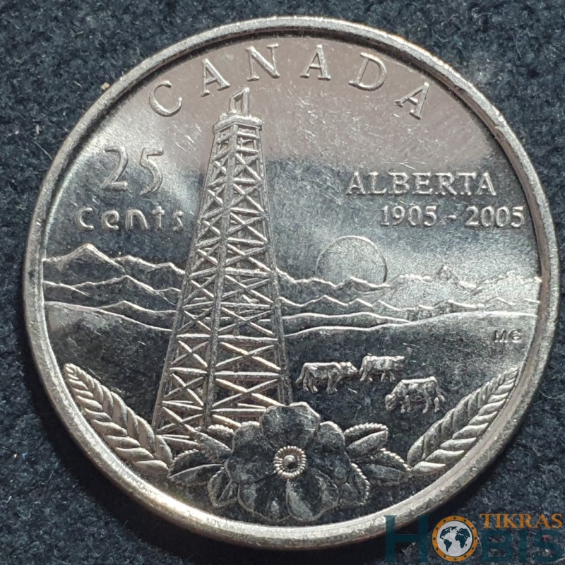 Canada 25 cents, 2005 Alberta KM530
