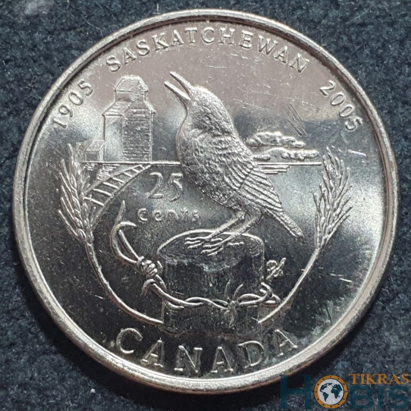 Canada 25 cents, 2005 100th Saskatchewan KM532