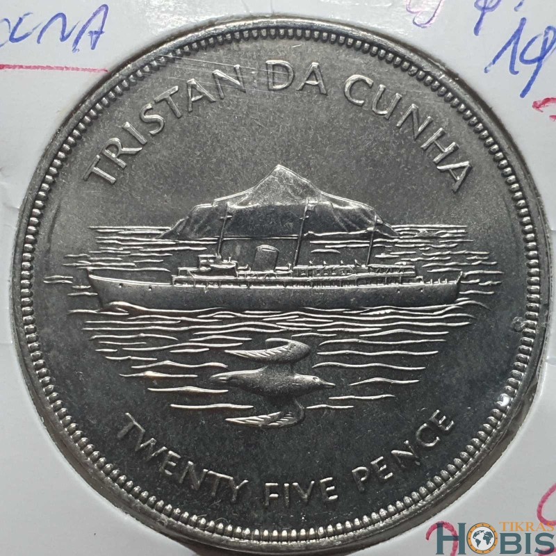 Tristanas da Kunja 25 pensai, 1977 Elžbietos II valdymo 25 KM1