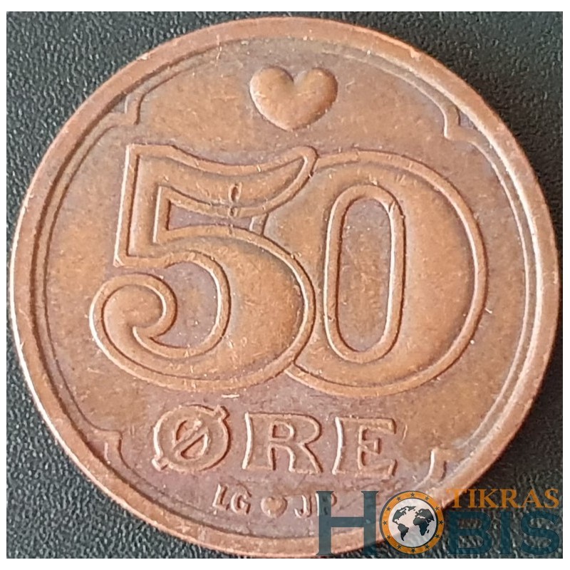 Denmark 50 öre, 1989-2022 KM866