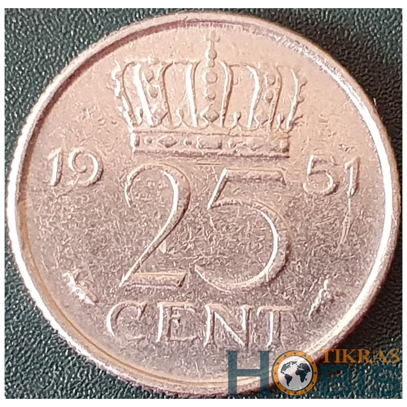 Nyderlandai 25 centai, 1950-1980 KM183