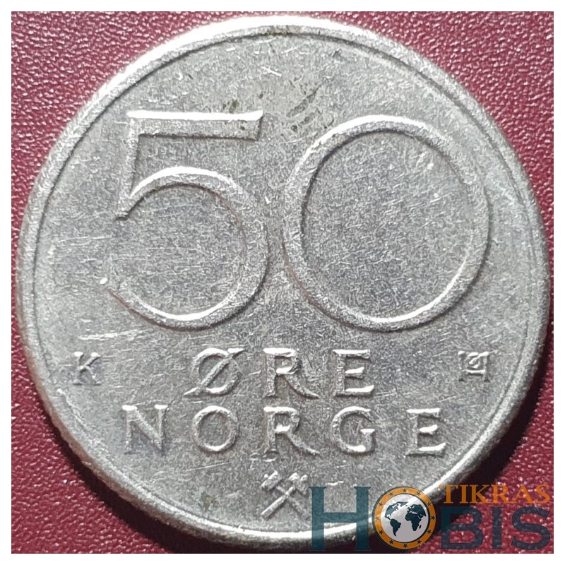 Norway 50 öre, 1974-1996 KM418