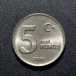 Turkija 5 naujieji kurušai,...