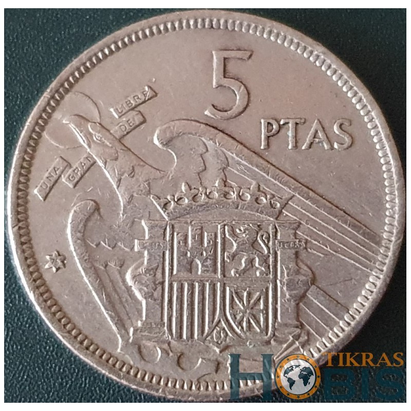 Ispanija 5 pesetos, 1957 KM786