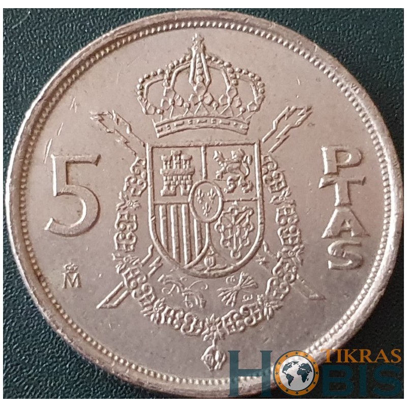 Spain 5 pesetas, 1982-1989 KM823
