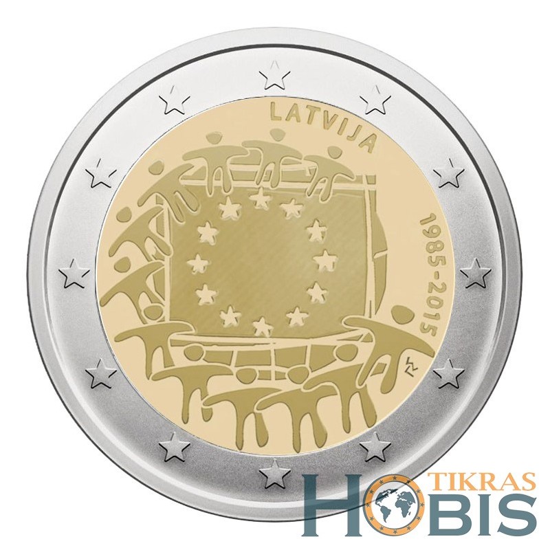 Latvia 2 euro, 2015 30th European Union flag KM172
