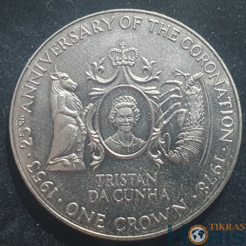 Tristan da Cunha 1 crown, 1978 25th Coronation of Elizabeth II KM2