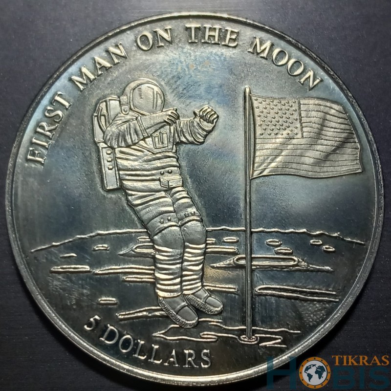 Liberija 5 doleriai, 2000 Pirmasis žmogus Mėnulyje KM589