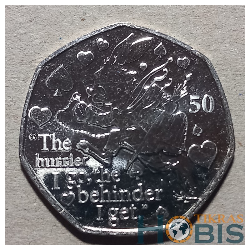 Isle of Man 50 pence, 2021 The White Rabbit UC1025