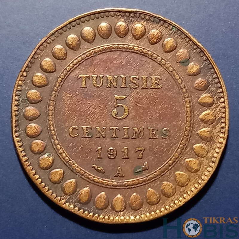Tunisia 5 centimes, 1917 KM235