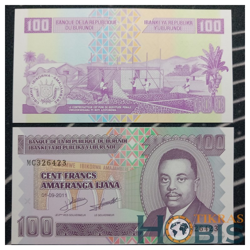 Burundi 100 francs, 2011 P-44b