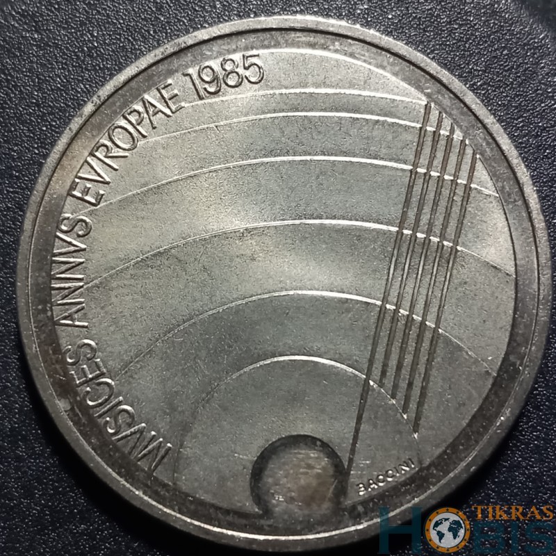Switzerland 5 francs, 1985 European year of music KM64