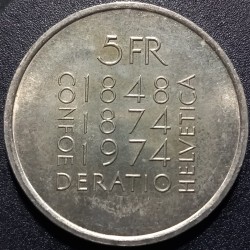 Šveicarija 5 frankai, 1974 Konstitucijos peržiūros 100 KM52