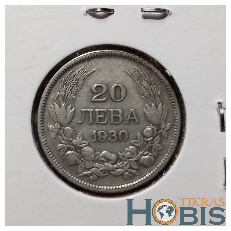 Bulgarija 20 levų, 1930 KM41 (AG 0.500)