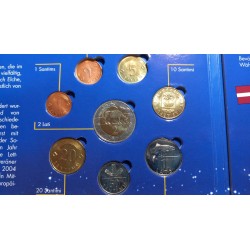 Latvia, Euro and Lats coin set