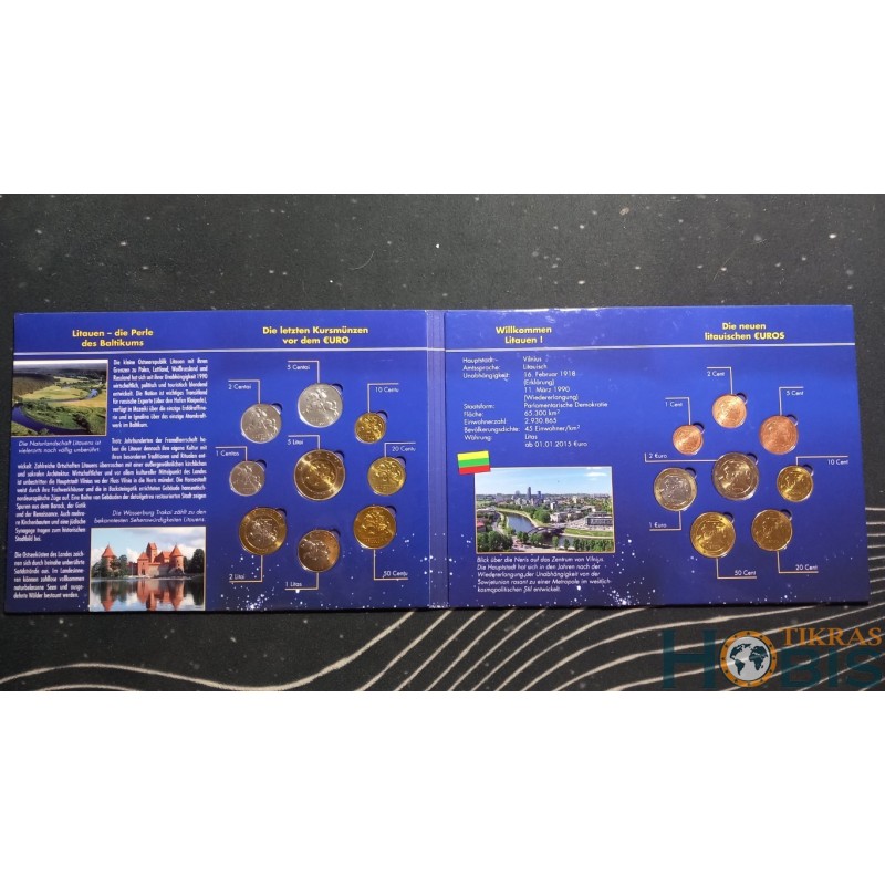 Lithuania, Euro and Litas coin set