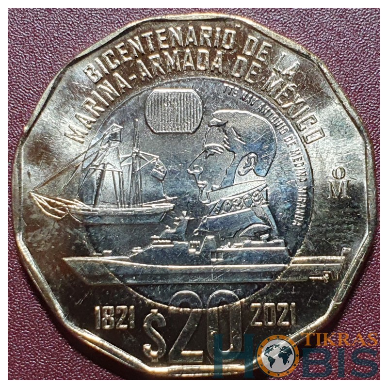 Mexico 20 pesos, 2021 200th Mexican Navy UC315