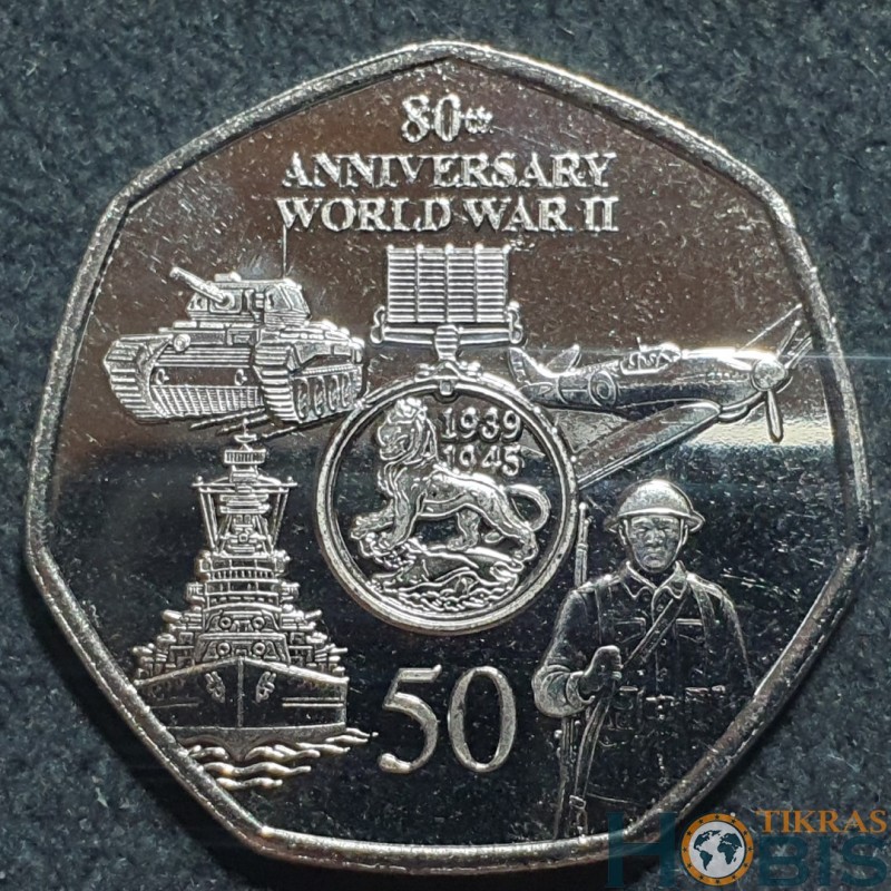 Gibraltar 50 pence, 2025 80th End of World War II UC634