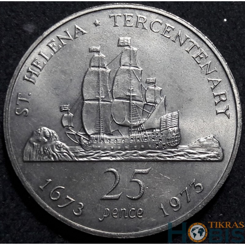 Saint Helena 25 pence, 1973 300th Restored British Rule KM5
