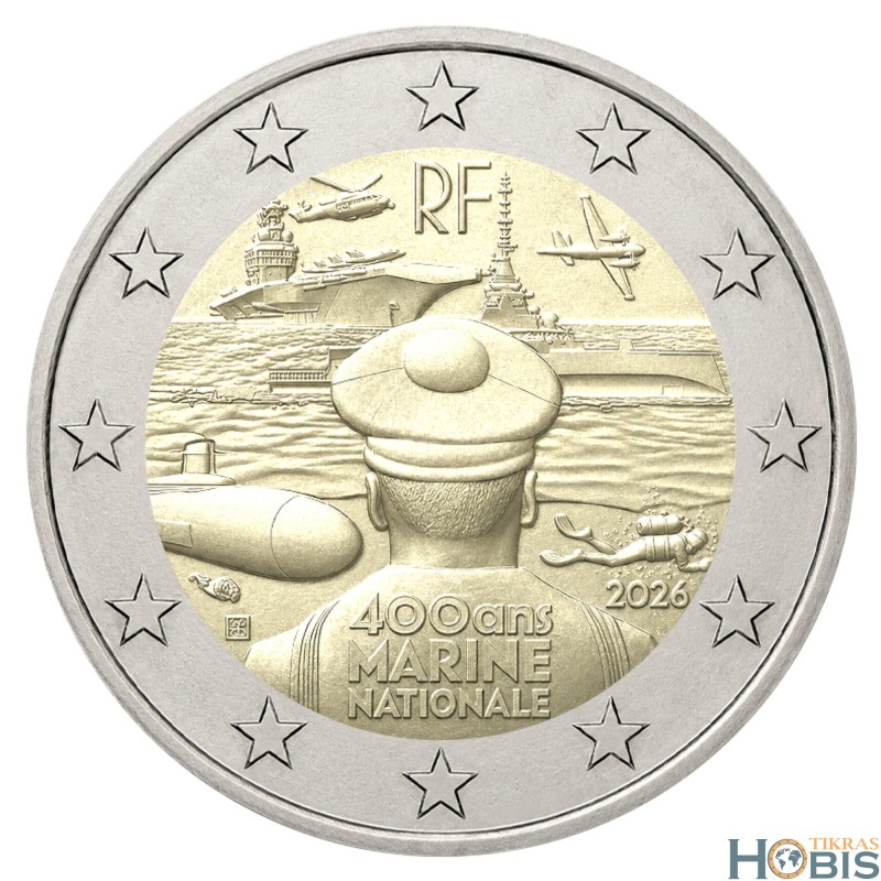 France 2 euro, 2026 400th French Navy UC124