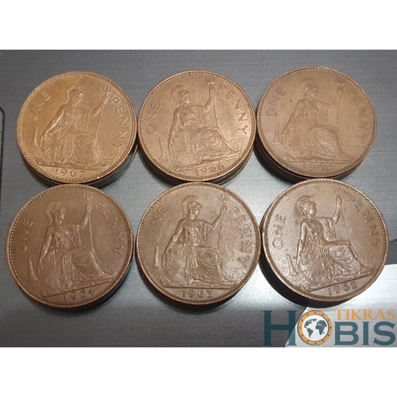 England 1 pence, 1961-1970