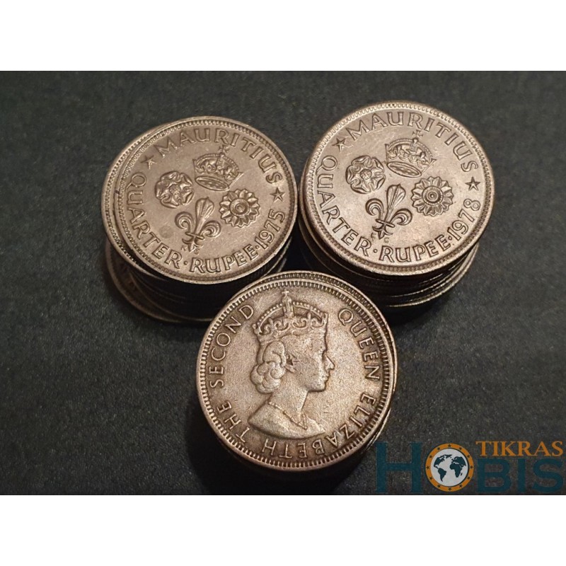 Mauritius 1/4 rupees, 1960-1978